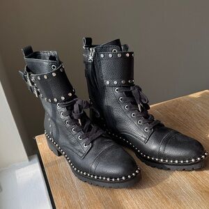 Sam Edelman Black Studded Combat Boots